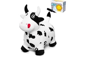 Vastoy Animal Hopper for Kids 2-6 Years, Animal Hoppers Inflatable Bouncy Ride-On Toy with Hand Pump, Indoor Outdoor Play Inflatable Cow with Fabric Removable Cover