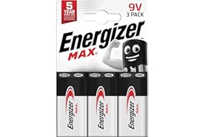 Energizer Max - 9V Battery (3 Pack) - Nine Volt Alkaline Block Batteries - Reliable Power for Fire Alarms, Smoke Dectors, Radios, Toys - 100% Recyclable Plastic Free Packaging - 5 Year Shelf Life