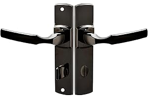 Vachette Ensemble de Poignée de Porte sur Plaque ARTIS - Version à Condamnation pour Porte de WC, Salle de Bain - Entraxe 195 mm - Matériau Zamak Résistant - Garantie 10 Ans - Finition Diamant Noir