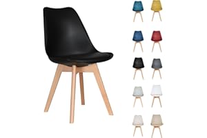 AVC Designs Single Dining Chairs Designer Wooden Home Office Commercial (Black)