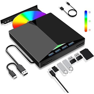 Lecteur CD/DVD Externe OSDUE - USB 3.0 - Graveur Portable - Compatible PC Et Mac - Noir