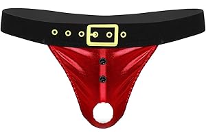 IEFIEL Lencería Sexy Hombre Tanga Navidad Calzoncillos Brillate Braguitas Rojo Disfraz Papá Noel Bóxer Masculino Slips Encantador Underwear