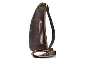 LUUFAN Herren Vintage Echtes Leder Sling Bag Brust Schulter Rucksack Umhängetasche für Männer Frauen (Brown 3)