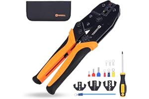 HARDELL Ratchet Crimping Tool Set for 0.5-1.5/1.5-2.5/4-6mm² (AWG22-10) Wire Terminals (Wire Crimping Pliers)