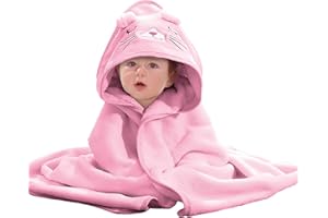 DOOCECIY Baby Towels Newborn, Cute Ultra Soft Hooded Baby Bath Towel for Boy and Girl (Pink)