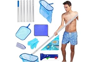 MEISHANG kit Nettoyage Piscine,epuisette de Fond Piscine,2 pièces epuisette Bassin pour eaux Profondes et pour Surface,Manche telescopique Piscine 2.25M,epuisette Bassin pour Piscine, étang, spas