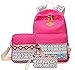 Produktbild Alando Casual Canvas Schulrucksack Set+Schultertasche +Geldbeutel/Mäppchen Causal Rucksack Freizeitrucksack Daypacks Backpack für Mädchen Jungen & Kinder Jugendliche Damen Herren (Vintage-Rose)