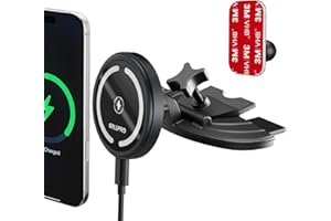 OHLPRO Magsafe Autohalterung mit Ladefunktion für iPhone 16, 15W Schnellladen CD Schacht Magsafe Auto Ladegerät mit 3M Klebepad, Magnetische Halterung Kompatibel mit iPhone 16/15/14/13 Pro Max