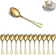 ReaNea Gold Tea Spoons Set of 12, Stainless Steel 14.3cm Dessert, Coffee, Stirring, Latte for Home, Restaurant, Hotel, Wedding, Event, Parties
