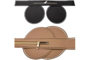 HNJKJEU Accessori per Borse Fai Da Te Uncinetto, 2 Sets Fondo Borsa Uncinetto Rotonda, Accessori per Borse Fatte a Mano, Maglieria all'Uncinetto Borsa, Accessori per Borse Fai Da Te in Pelle(Nero+Cachi)
