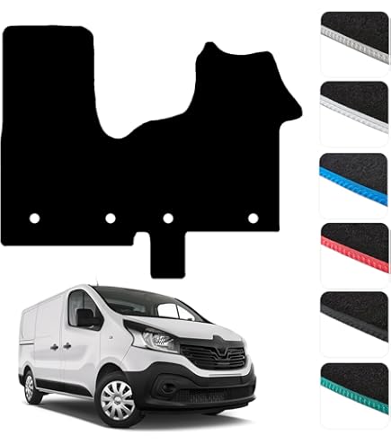 FSW - Tailored Mats - Fits RENAULT Traffic - Vivaro Crew Cab 2014-ON- Black Carpet - Van, Non Slip Mat, Fitted With Granulated Backing, Edged With Black Cloth Binding - 2Pc Floor