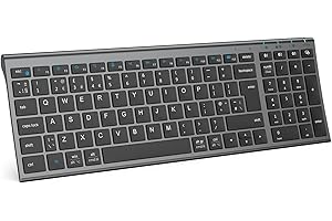 iClever Wireless Keyboard, Bluetooth Keyboard Stable Connection to Multi Devices Rechargeable Slim for Mac, iPad, Android, Windows, QWERTY UK Layout -Black