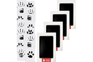 Guador Kit Huella del Pie, 16 Tarjetas de Impresión y 4 Plantillas, Kit de Huellas Bebé Pie y Manos Almohadillas