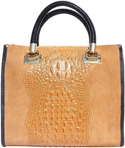 OPEN TOTE BAG IN EMBOSSED CROCODILE PATENT CALF-LEATHER 7004 (Tan)
