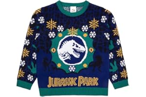 Jurassic World Boys Christmas Jumper | Kids Dinosaur Xmas Sweater | Festive Knitted Pullover T-Rex | Official Winter Knit for Boys Ages 4-10 Years
