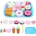 TOYANDONA Pretend Play Food Set Pretend Cutting Play Desserts Cake Ice Cream Ice Pops Donuts Food Toys Birthday Gifts Set Toy for Boys Girls Kids