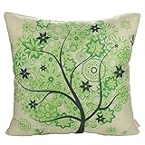 Luxbon 6er Set Bunt Lebensbaum Jahreszeit Baum Leinen Kissenbezug Wurfkissenbezug Sofakissen Pillowcase Cafe Haus Auto Deko 18 x 18 “ - 2