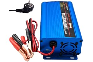 Unocho Cargador de batería Inteligente automático y mantenedor de Carga de 24V 5A con Clips de cocodrilo para Cargar baterías de Plomo-ácido AGM Gel