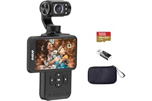 ORDRO Fotocamera Vlogging M5 5K con stabilizzatore a 3 assi a 120° Ultra Wide Angle IR Night Vision 3.5'' Rotatable IPS Screen, Small Vlog Camera with 64G Memory Card for Photography YouTube TikTok