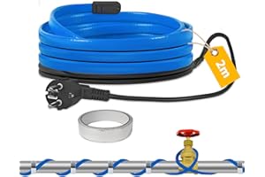 TOFFCAEA Câble Chauffant Antigel, Câble chauffant antigel avec thermostat, Câble Chauffant Autorégulant, pour Protéger Conduites d'eau (Bleu, 2 Mètres)