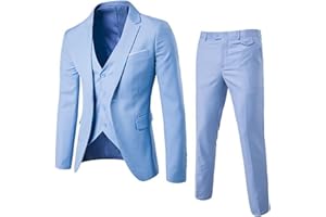 Meaunzyl Abito da Festa per Uomo Completi 3 Pezzi Slim Fit Vestito Wedding Tinta Unita Completo con Bottoni Giacca E Pantaloni Manica Lunga Abito da Lavoro vestibilità Comode Conformato Casual