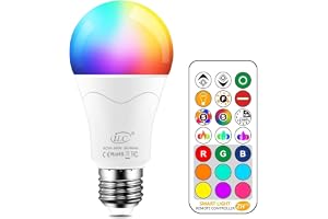 iLC LED-lampa ersätter 85 W, 1 050 lumen, RGB-glödlampa med fjärrkontroll, färgväxling, färgad glödlampa varm vit (2 700 Kelvin), Edison E27