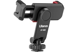 Adaptador de Trípode de Teléfono, ULANZI ST-06S Trípode con Zapata Fría, Monitor de Cámara Rotación de 360º, Adaptador para iPhone Galaxy Huawei Xiaomi Google DSRL Gimbals