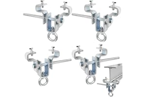SQLJYU 4 Stück Verstellbare Stahlträger Befestigung, Kranhaken, Trägerklemme für Schwere Säcke Hält 204KG - Einstellbar von 65 mm bis 225 mm, für Vielseitige Anwendungen - Robust und Einfach zu Bedienen