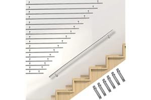 Melko Treppengeländer innen Wandhandlauf 50cm Handlauf Edelstahl V2 Treppen Stange inkl. Wandhalterung und Endkappen