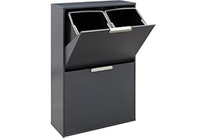 ARREGUI Ecoclas CR604-E Système de tri sélectif en acier, à 4 compartiments, pour la cuisine, 4 x 17 l (68 l), poubelle à 4 compartiments, seau intérieur amovible + poignée, armoire de recyclas, pour
