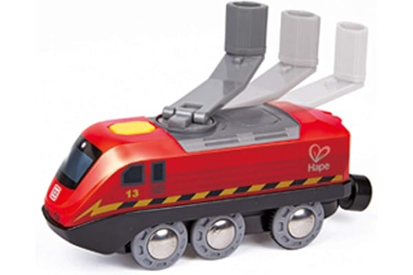 Hape Jouet Locomotive à Manivelle Rouge et Noire pour Circuit Train en Bois - Jeu Éducatif pour Enfant 3 Ans et Plus - Roule sans Piles - Compatible Marques Traditionnelles de Circuit Train