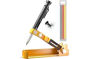 Lomhyve Multifunktionales Anreißwerkzeug mit Tieflochstift, Zweck Konstruktionsbleistift für Metall, Holz, Keramik, Zimmermannsbleistift, Schreiber Werkzeuge zum Zeichnen Linien(Gelb)