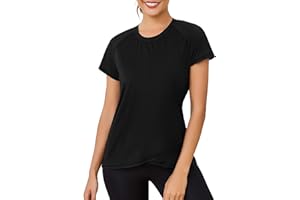 Gyabnw Camiseta Deportivo Mujer de Manga Corta Camiseta Cuello Redondo Ligera y Cómoda Top Holgada De Secado Rápido Yoga Running Fitness Malla Mujer