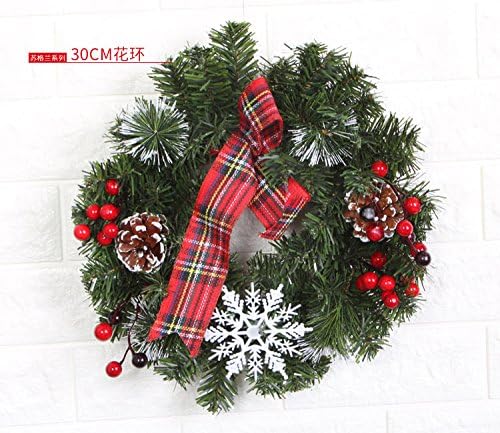 Leedioo Christmas minis Mini pine needle hour Scotland wreath ring wagon Pendant,PVC wreath 30CM