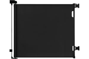 derimkcoa Barrière de Sécurité Enfant 0-140cm, Extensible et Rétractable, pour Bébé/Chien, Escaliers, Couloirs, Intérieur et Extérieur (Noir)