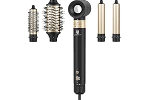 webeauty [5 w 1] Profesjonalna suszarka do włosów i fryzur, 110,000 obr/min, 20 M/S, 200 milionów jonów ujemnych profesjonalna suszarka do włosów z dmuchaną szczotką i lokówką powietrzną, czarna