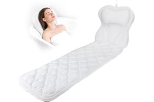 HUUPPHIP Full Body Bath Pillow Mat & Cushion, Bathtub Pillow Headrest With Comfort Soft 5D Air Mesh And 16 Powerful Suction Cups For Women Spa Relaxing Fits All Bathtub