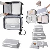 AEE&reg; 6'lı Valiz Organizer Bagaj Bavul Hastane Bebek &Ccedil;antası D&uuml;zenleyici Fileli Gri Beyaz Set Doğum &Ccedil;antası Mini Hur&ccedil;
