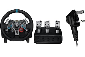 Logitech G29 Driving Force Volant de Course avec Pédales, Retour Réaliste, Palettes au Volant en Acier Inoxydable, en Cuir, Rotation à 900°, Prise UK, PS4/PS3/PC/Mac - Noir