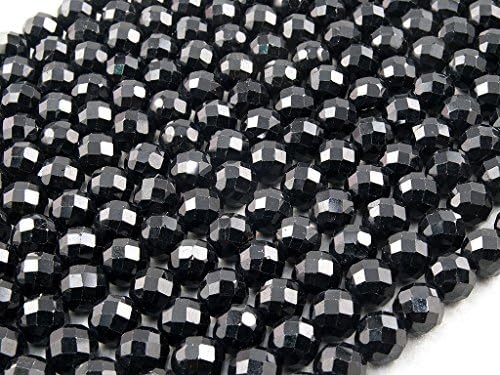 Green Forest Gems, DIY, Black Tourmaline, Natural, 8mm, Elegant Faceted Round Semi-precious Gemstone Bead (64 facets), About 39cm a Strand. Sold by Strand. (Please click to see other options.)