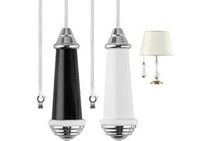 Jiujuda9 2 Pcs Ceramic Bathroom Light Pull Cord Handle with 100CM Nylon Pulls String Extension, for Bedroom Toilet Ceiling Fan Light Switch Pull Cord Handles(Black & White)