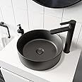 Affine® Countertop Basin for Bathroom and Cloakroom Hand Wash Basins Sink Modern Matt Black Round 352 x 352mm