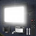 Viugreum 100W Led Floodlight Motion Sensor, Remote Control 10000LM 6500K Super Bright PIR Security Light Outdoor, IP66 Waterproof Outdoor Work Lights Mains Powered Led Floodlight for Garden,Yard