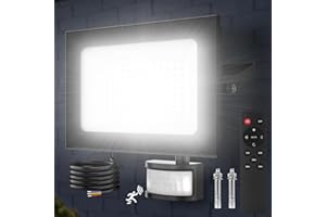 Viugreum 100W Led Floodlight Motion Sensor, Remote Control 10000LM 6500K Super Bright PIR Security Light Outdoor, IP66 Waterproof Outdoor Work Lights Mains Powered Led Floodlight for Garden,Yard