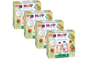 HiPP - Délices de Lait - Brassés 2 Variétés Dès 6 Mois - Gourdes - 8x90g - Lot de 4