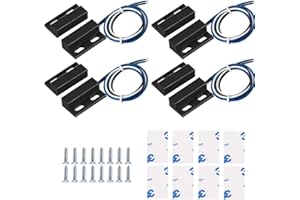 GUUZI 4 Juegos de Cableado de Interruptor Magnético Negro NO/NC Sensor de Puerta Empotrado Interruptor de Láminas de Contacto de Ventana Oculta para Control de Acceso Reemplazar Sistema de Alarma