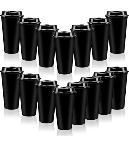 achilles Lot de 4 tasses à café réutilisables avec couvercle - Certifié LFGB - Passe au lave-vaisselle - 330 ml