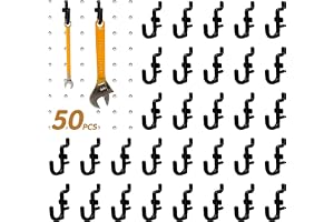zDwfDc 50 st Pegboard-krokar plast pinnbräda J-krokar för att hänga svarta Pegboard-krokar J krok tillbehör, för 1/4 tum Pegboards DD017-50