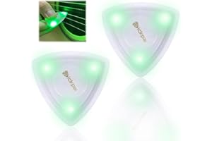 auvstar Leuchtender Gitarren-Bass-Pick Leuchtende Hochwertige Plektren für Gitarre Automatisches LED-Beleuchtetes Gitarrenplektrum Leuchtendes Bunt Beleuchtet Gitarren-Plektrum(Stil A, Grün 2St)