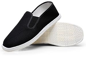 LOCKENSTAB Handmade Traditional Chinese Style Slip-On Breathable Cotton Sole Black Canvas Shoes, for Men/Women Martial Art Kung Fu Tai Chi Shoes